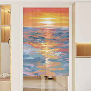 Dopamine Oil Painting Curtain French Cream Style Cloth Curtain For Home Bedroom and Room Decoration Hanging Curtain Punch-Free Shade Curtain