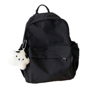 Large Capacity School Backpack for Girls High School Middle School Students Pure Color Double Shoulder Bag Nylon Material