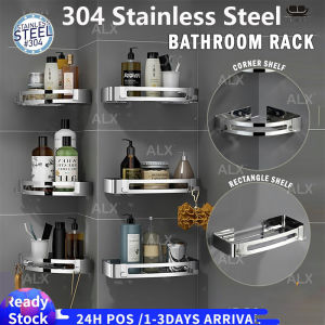 【Malaysia Ready Stock】Bathroom Rack 304 Stainless Steel Bathroom Shelf Corner Shelf Bathroom Storage Toilet Rack Bathroom Organizer Rak Bilik Mandi 浴室置物架