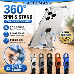 Aitemay cao cấp 3-trong-1 thần tài spinner giá đỡ điện thoại cầm tay chủ có thể gập lại Keychain Bracket căng thẳng Relief bàn khung đỡ máy tính bảng cho điện thoại thông minh