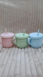 Toddler Silicone Feeding Drinking Cup with Straw (No BPA)