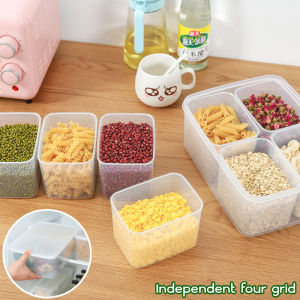 Airtight Lid 4 Compartment Fridge Organizer Food Storage Container Meat Fruit Veggie Keeper