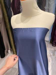 Kain Satin Armanii Armanyy Silk Original stretch Warna Dusty Blue Harga setengah meter