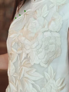 Morning Peony New Chinese Style High End Heavy Work Silk Womens Jacket Stand Collar Oblique Button Vest YJT Summer Fashion