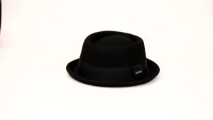 Vintage Pork Pie Hat for Men Wide Brim Wool Felt Black Fedora Church Jazz Ribbon Trilby Panama Gangsters Caps Gentlemans Style