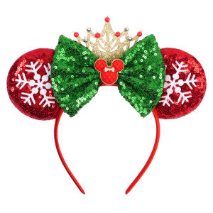 Christmas Mickey Mouse Ears Headbands Women Festival Party Cartoon Headband for Girls Kids Sequins Bow Hairband Hair Accessories
