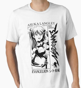 Bandai | Hot Selling Summer Fashion Anime New Century Gospel Warrior Outdoor Suitable for Street Cotton Loose Round Neck T-shirt