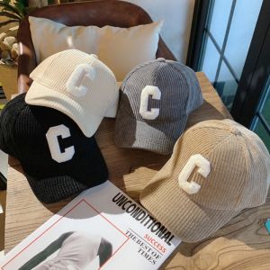 【WJ】Baseball Hat Womens Autumn and Winter New Corduroy Sports C Letter Net Red Outdoor Same Style Mens Hard Top Duck Tongue Hat