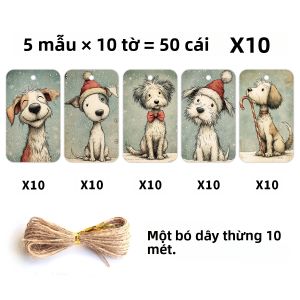50 Chiếc Thẻ Quà Tặng Chủ Đề Giáng Sinh Hình Chó Với Nhãn Giấy Dây Thừng Gai Dầu Để Gói Quà Tặng Dự Tiệc & Làm Đồ Trang Trí Cây Thông Noel
