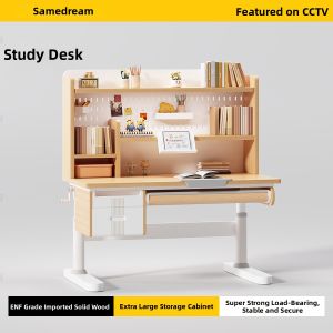 SAMEDREAM | Adjustable Solid Wood Study Table Set for Children