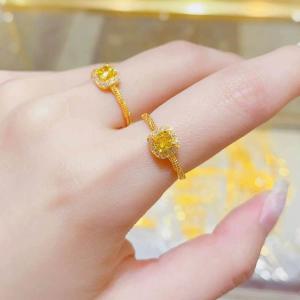 18K Gold Square Sugar Ring Womens Exclusive Moissanite Diamond Setting Luxury Princess Style Titanium Steel Fashion Jewelry