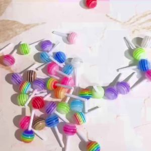 20pcs Colorful Kawaii Lollipop Design Nail Art Charms 3D Acrylic Resin Cartoon Ornament Nail Decorations Candy Accessories DIY