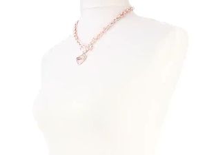 GUESS Womens Toggle Logo Charm Neck Rose Gold One Size