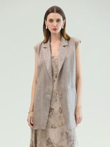 COCOBELLA | Stylish Collared Summer Sleeveless Long Waistcoat Workwear