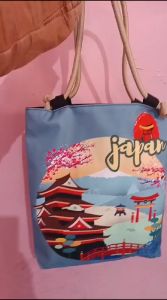 Model baru Tote bag tali sumbu singel wanita motif ikon jepang souvenir