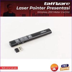 COD Taffware Laser Pointer Presentasi Pen Remote Wireless 200M 2.4GHz - QS-216 / Alat Presentase Laser Poin / Remot Presentase Power Point / Remot Laser Presentase Power Poin USB / Laser Presentase Power Point Cas Tipe C / Remote Presentase Sambungan USB