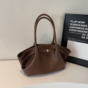 Retro Pleated Large Tote Bag Womens Fashionable Commuting Single Shoulder Underarm Bag High Quality Texture 2025 New Style