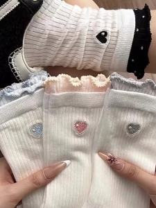 Color-block Embroidered Ballet Style Long Socks