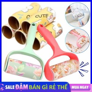 Combo Cây Lăn Bụi Kèm 5 Lõi Họa Tiết 10CM - Con Lăn Bụi Quần Áo Thanh Lăn Dính Bụi Ga Giường Rèm Sofa Đa Năng - Thanh Lăn Bụi Lông Chó Mèo - Dụng Cụ Lau Sàn Nhà Tiện Lợi