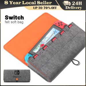 For Switch Felt Storage Bag Game Console Protective Cover Multifunction Game Card Charging Cable Case for Nintendo Switch Ultra Slim Felt Pouch Carrying Case Compatible with Nintendo V2 Version Switch/Lite/OLED Portable Game Accessories Storage Bag