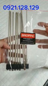 Mũi tô vít 4 cạnh dài. Bộ 9 mũi vít bake dài 200mm chuôi lục giác 6.35mm thương hiệu Broppe cao cấp hàng xuất Mỹ