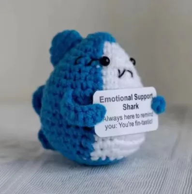 Funny Crochet Emotional Support Coffee Doll With Card Desktop Ornament Handmade Knitted Coffee Dolls Christmas Gifts Home Decor