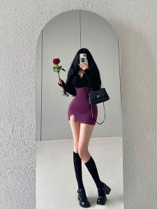 Younggirlday เซ็กซี่ เสื้อยืดแขนยาวมินิ กระโปรง ชุดกระดุมเดียว ผ้าฝ้าย ฤดูร้อน แฟชั่น ผู้หญิง ชุด เซ็กซี่ เดรสรัดรูป เดรส