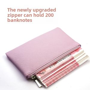 Large Capacity Long Wallet Mens Womens Cash Storage Bag 2025 New Style High Quality Leather Polyester Lining Zipper Closure