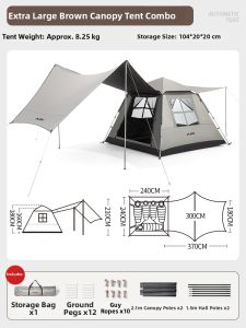 BSWOLF | Automatic Tent Tarp 2 in 1 Outdoor Camping Equipment