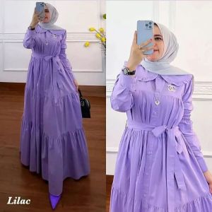 Pabrik Baju KINANTI DRESS HS Bahan KATUN RAYON BUSUI Gamis 2022 Terbaru Modern Gamis Bahan Adem Lebaran Dress Muslim Wanita Kondangan