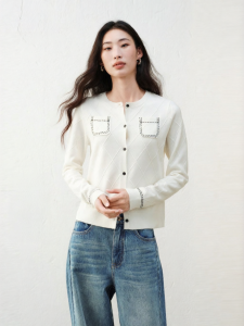 PEACEBIRD | French Style Edge Design Small Fragrant Style Sweater