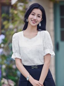 WANGGONGZHU | Princess Style Short Sleeve Bubble Sleeve Shirt Womens Design Sensation Square Collar Sweet Top Korean Loose Fit Summer New