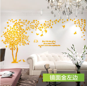 ติดผนัง 3 มิติอะคริลิกต้นไม้สร้างสรรค์ ตกแต่งห้อง ห้องนั่งเล่น ห้องนอน ภาพพื้นที่ติดผนัง วัสดุอะคริลิก ลายพืชและดอกไม้ สไตล์ชนบท