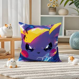 Bandai | Pokemon Meowth Anime Plush Pillow Cover Soft Short Plush Cushion Cover For Sofa Bedroom Home Decor Gift Decoration