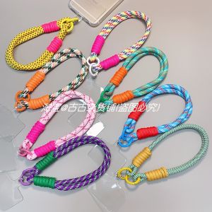 สร้อยคอโทรศัพท์มือถือ สร้อยข้อมือ ตุ๊กตาสัตว์นุ่ม ป้องกันการสูญหาย ทอสีตัดกัน โซ่โทรศัพท์มือถือ โซ่โทรศัพท์มือถือ