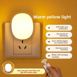 MONLEYTA | Plug-In Night Light Baby Feeding Eye Protection Soft Light Remote Control Sleep Aid Lamp Next To Bedside Table Lamp