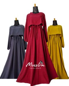 Gamis Lebaran Dress Premium Ria Ricis Bahan Crinkle Airflow Premium