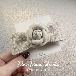 Artistic Tea Rose Butterfly Knot Hair Clip Coarse Tweed Duckbill Clip Stylish Hair Accessories Side Clip for Women