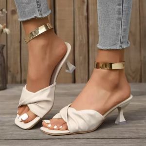 Thời Trang Mùa Hè Nữ Handmade Vuông Hở Mũi Giày Cao Gót Đế Ngoài Bằng Cao Su Med Gót Võ Sĩ Giác Đấu Phong Cách Thường Ngày Giày Dự Tiệc