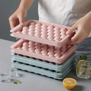 Round Ice Cube Tray 2-Piece Set 33 Ice Cubes Multiple Ice Cube Trays Reusable Ice Cubes BPA-Free Suitable for Parties