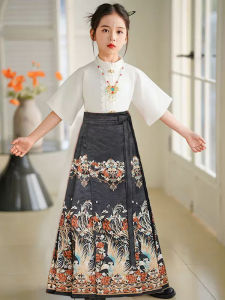 Black Hanfu Set for Girls Large Children Summer New Style Tang Costume Ancient Chinese Fashion Childrens Traditional Clothing