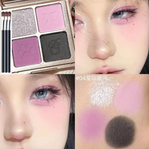 Four Color Eyeshadow Palette 2024 New Arrival Daily Light Makeup Smoked Blue Purple Matte Earth Tone Shimmer Sequins Genuine Goods