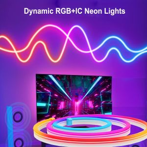Smart WiFi RGBIC Neon LED Strip Light 5V USBDreamcolor Chasing & Music SyncAlexa/Google Voice Control Room/Party/Gaming Decor