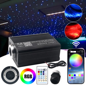PENCL 16W Fiber Optic Lights Star Ceiling Light Kit starlight headliner APP+Music Control Effect RGBW Sound Sensor Light Source with 24key RF Musical Remote withFiber Cable Fiber Optic Lights
