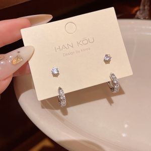 Ultra-Shiny Zircon Circle Earrings Womens High-End Elegant Personality Ear Jewelry Pair Set Sparkling Fashion Accessories