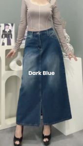 [BAYLE] - 1028 DR JEANS | Skirt Jeans Wanita Rok Panjang Jeans Rok Slit Depan Slit Skirt