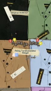 Baju Atasan anak Laki-laki kemeja polos lengan pendek warna sage green Kemeja Couple Ayah dan anak laki laki Polos promo terbaru diskon harga spesial