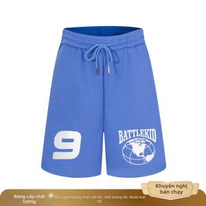 ZHUOCAN | Quần Short Thể Thao Nam In Chữ Đỏ Dây Kéo Quần Short Thông Thường