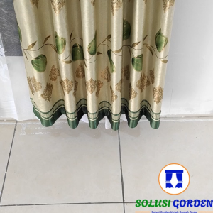 Solusi Gorden Jendela Ruang Tamu Mewah Kain Blackout Floking Tebal Print Emas Motif Bunga