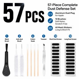Anti Dust Speaker Mesh Stickers Kit Adhesive Charging Port Protector Cleaning Set for iPhone 17/16/15/14 Pro Max Samsung Huawei